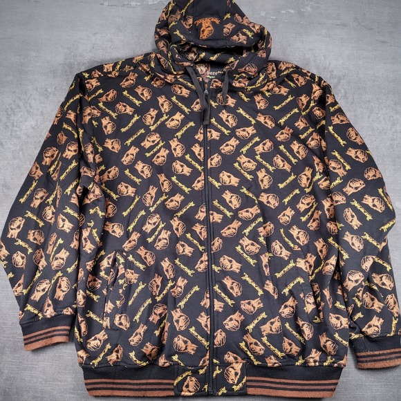 Bare Fox Full Zip Hoodie Hip Hop Streetwear All Over‎ Print Jacket Size 4XL - Picture 1 of 16
